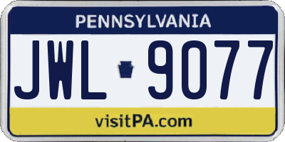 PA license plate JWL9077