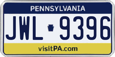 PA license plate JWL9396