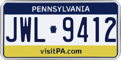 PA license plate JWL9412