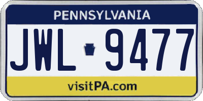 PA license plate JWL9477