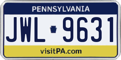 PA license plate JWL9631