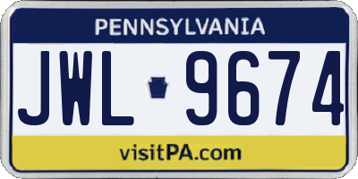 PA license plate JWL9674