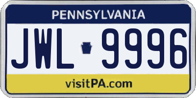 PA license plate JWL9996