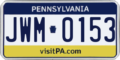 PA license plate JWM0153