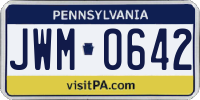 PA license plate JWM0642