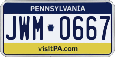 PA license plate JWM0667