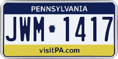 PA license plate JWM1417