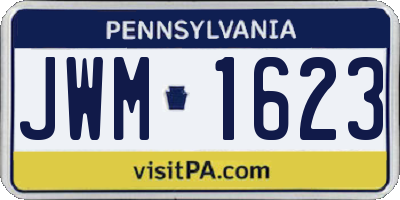 PA license plate JWM1623