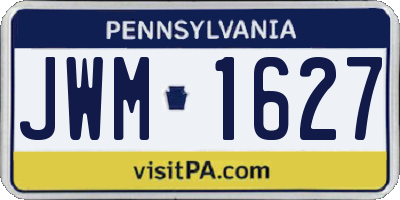 PA license plate JWM1627