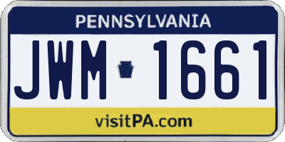 PA license plate JWM1661