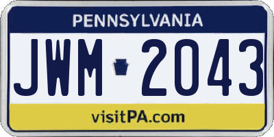 PA license plate JWM2043