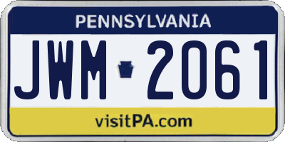PA license plate JWM2061