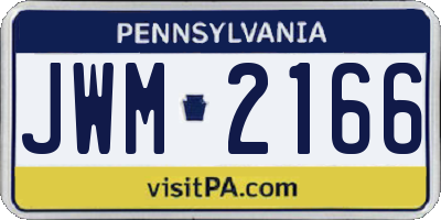 PA license plate JWM2166
