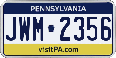 PA license plate JWM2356