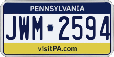 PA license plate JWM2594