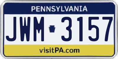 PA license plate JWM3157