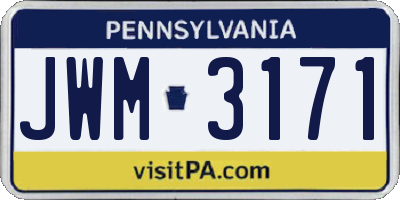 PA license plate JWM3171