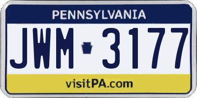 PA license plate JWM3177