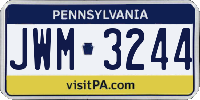 PA license plate JWM3244