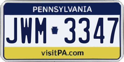 PA license plate JWM3347