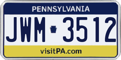 PA license plate JWM3512