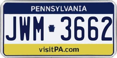PA license plate JWM3662