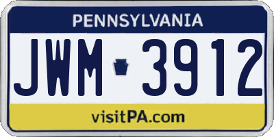 PA license plate JWM3912