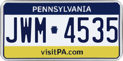 PA license plate JWM4535