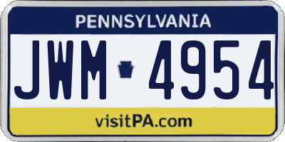 PA license plate JWM4954