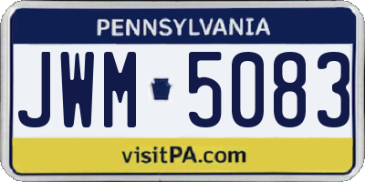PA license plate JWM5083