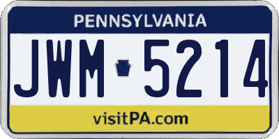 PA license plate JWM5214