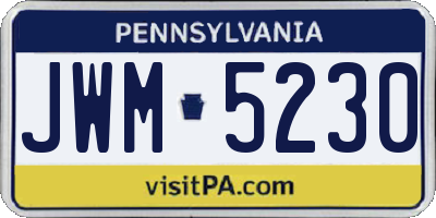 PA license plate JWM5230