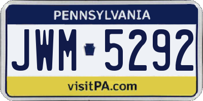 PA license plate JWM5292