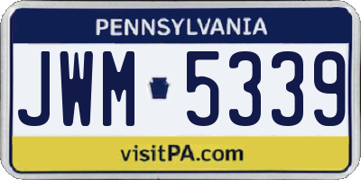PA license plate JWM5339