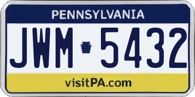 PA license plate JWM5432