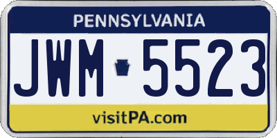 PA license plate JWM5523