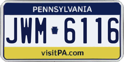 PA license plate JWM6116