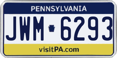 PA license plate JWM6293
