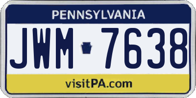 PA license plate JWM7638