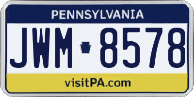 PA license plate JWM8578