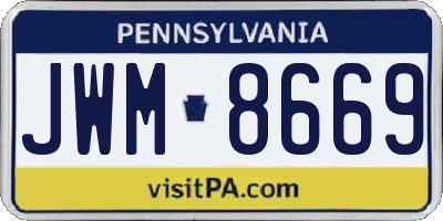 PA license plate JWM8669