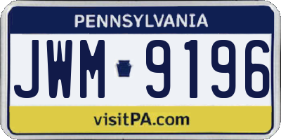PA license plate JWM9196