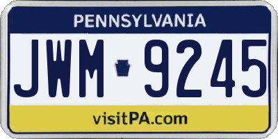 PA license plate JWM9245