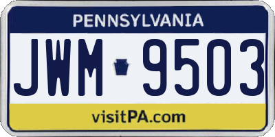 PA license plate JWM9503