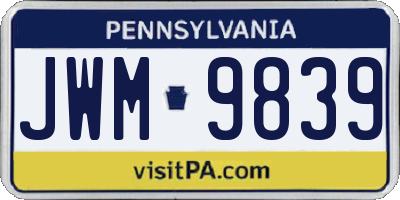 PA license plate JWM9839