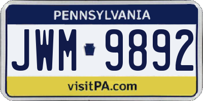 PA license plate JWM9892