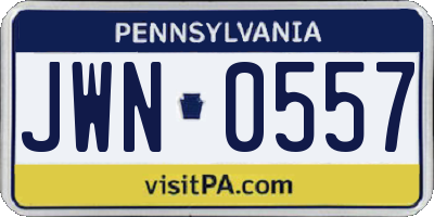 PA license plate JWN0557