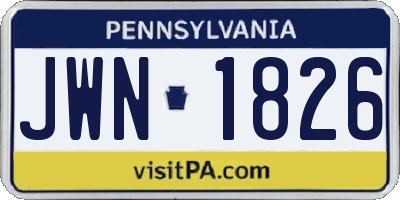 PA license plate JWN1826