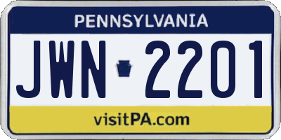 PA license plate JWN2201