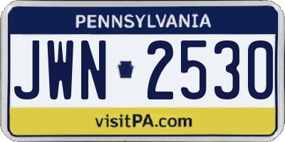 PA license plate JWN2530